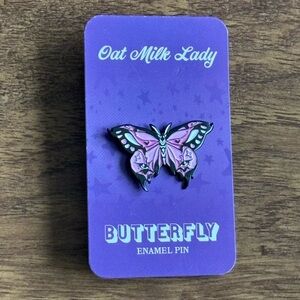 Pink and Black Butterfly Enamel Pin -